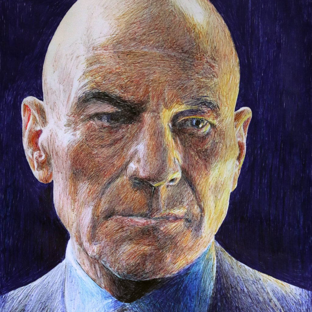 Portrait of Patrick Stewart by Dane Ikin