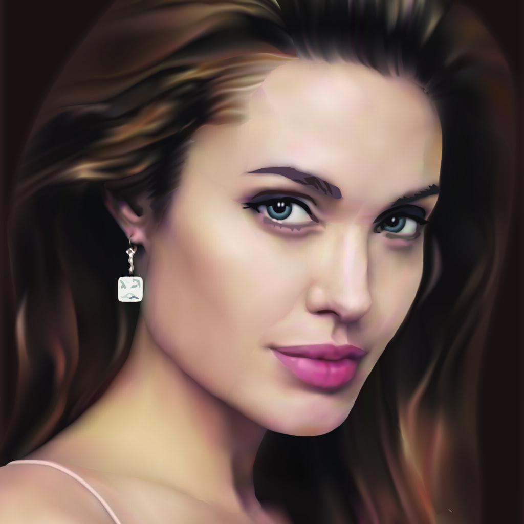 Digital portrait of Angelina Jolie by Dane Ikin