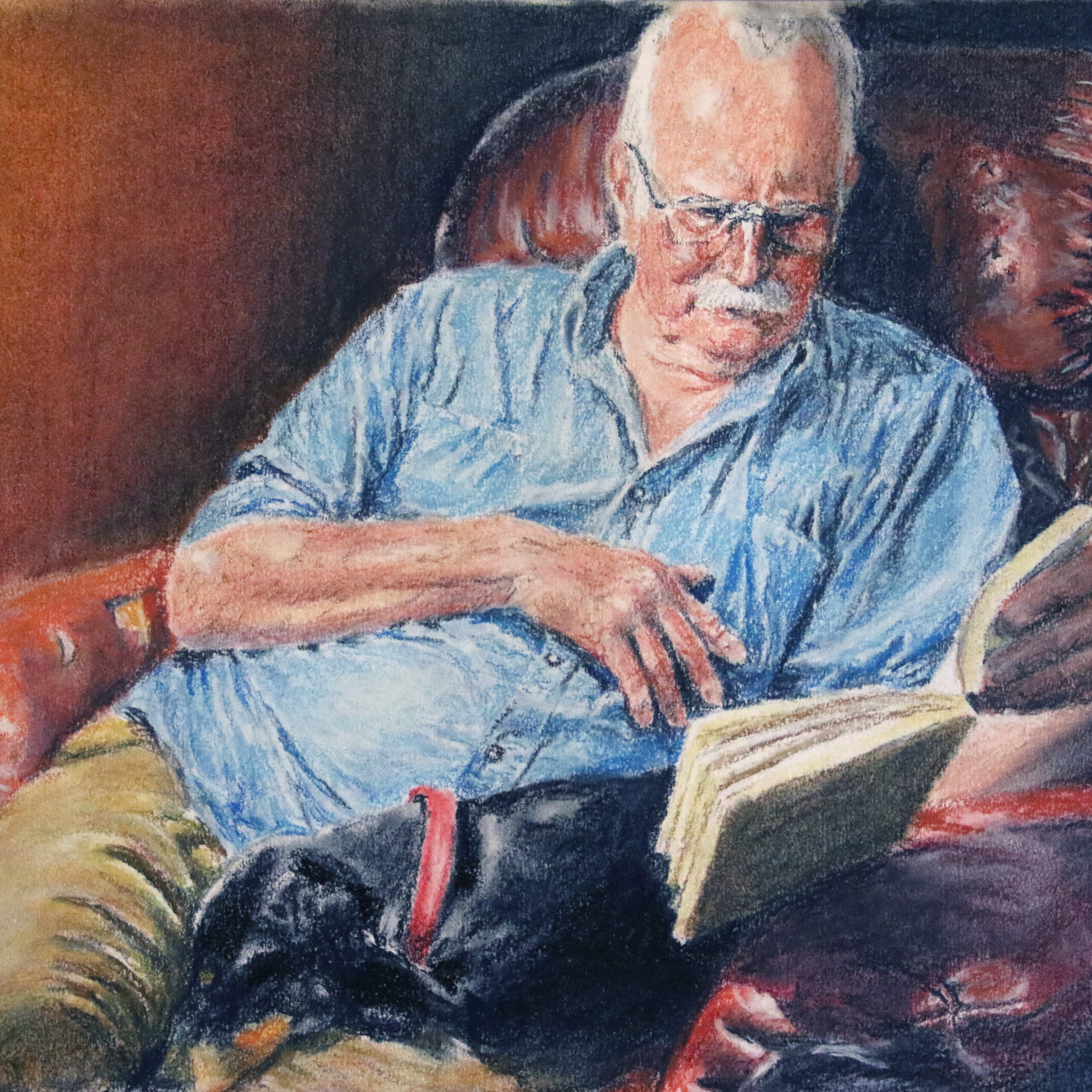 Commissioned portrait of a gentleman and his dog by Dane Ikin