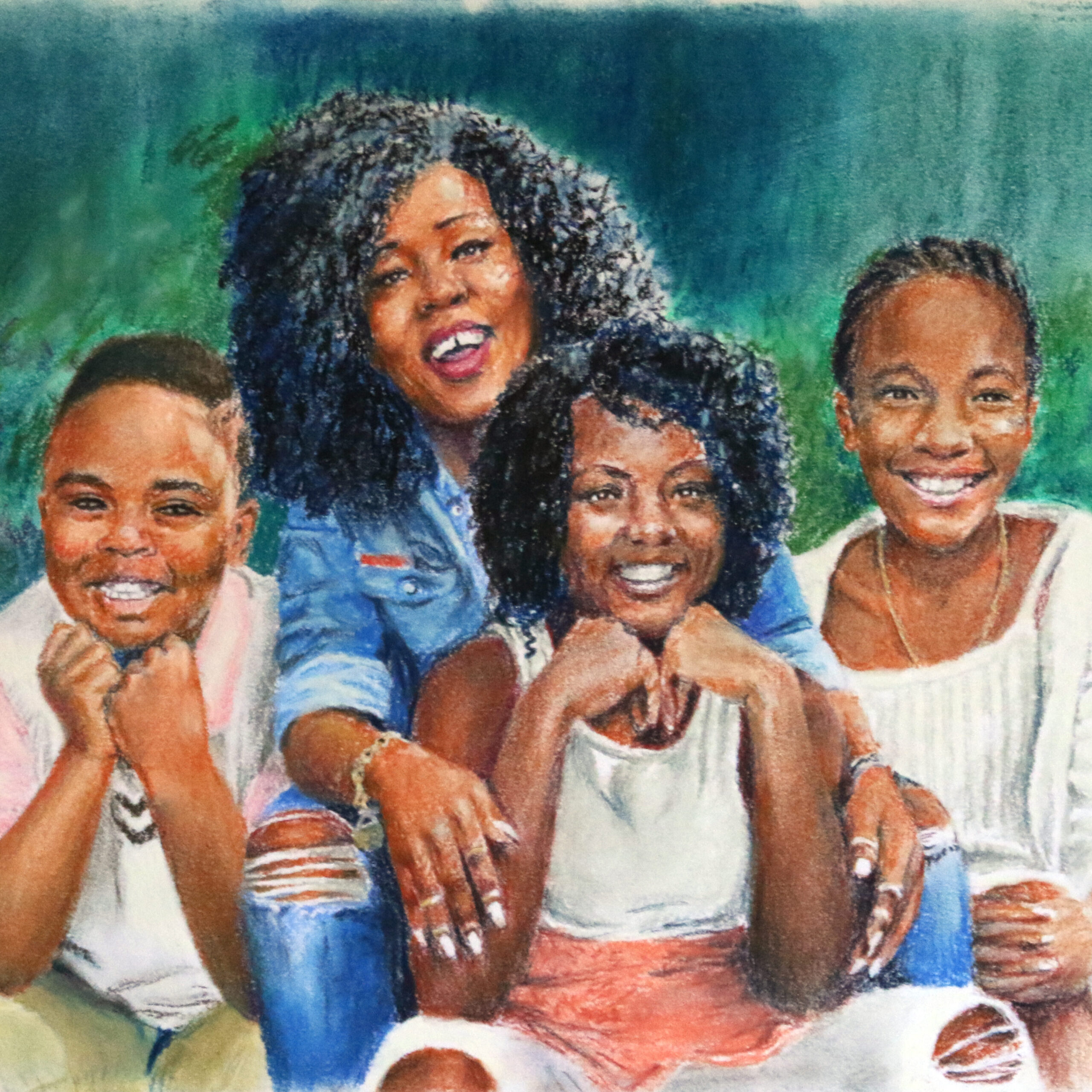 Commissioned portrait of family group by Dane Ikin