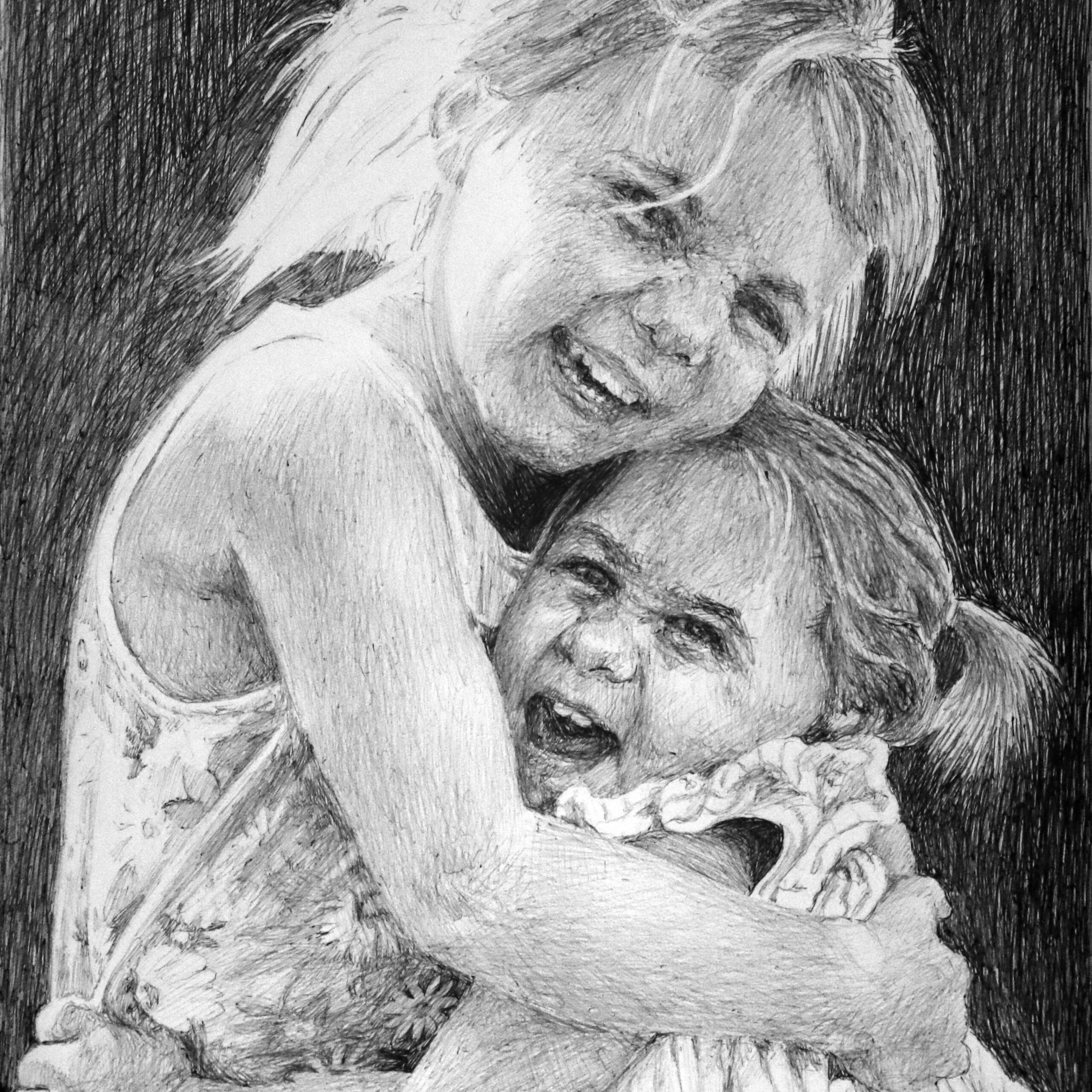 Commissioned portrait of two sisters by Dane Ikin