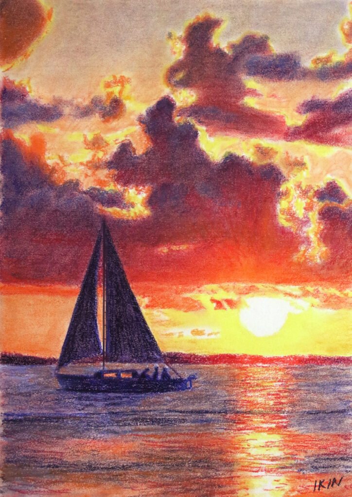 Sailboat at sunset by Dane Ikin