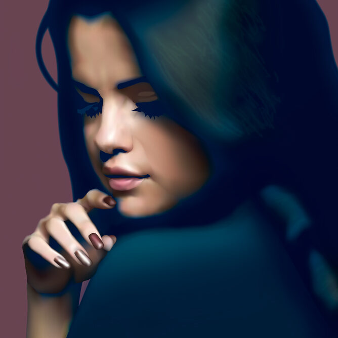 Digital portrait of Selena Gomez by Dane Ikin