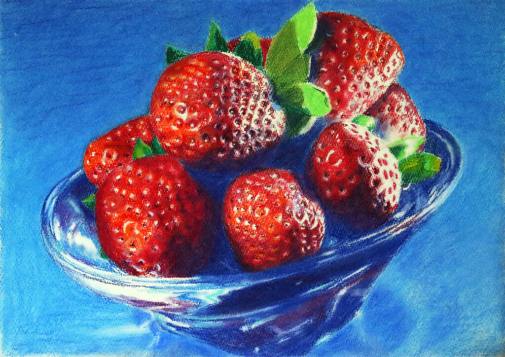 Drawing of a bowl of strawberries by Dane Ikin