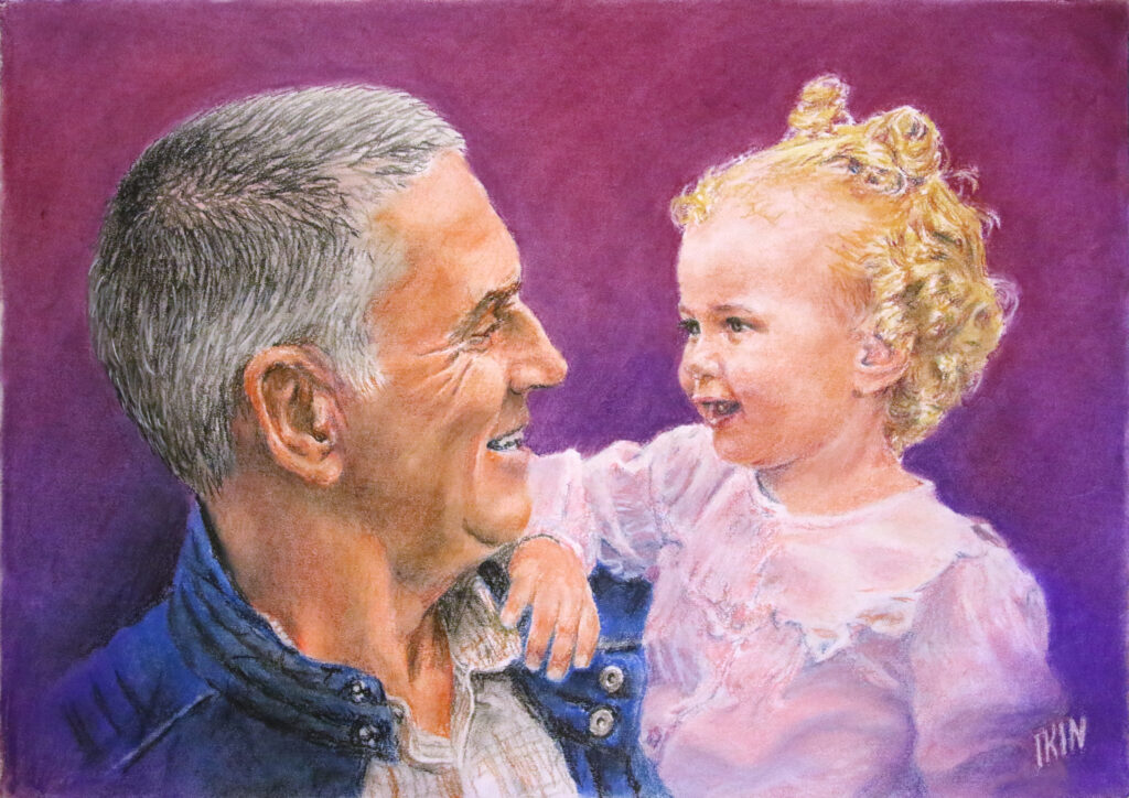 Commissioned portrait of a gentleman and his granddaughter by Dane Ikin